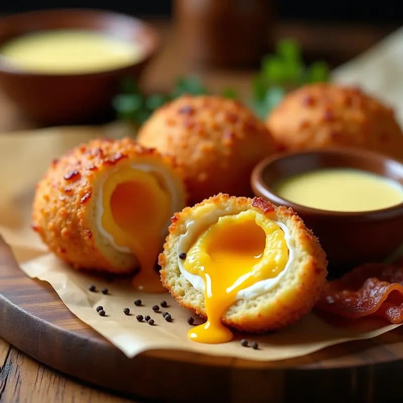 Huevos Rellenos de Bacon y Queso con Salsa Holandesas: Aperitivo que es un Bombazo de Sabor