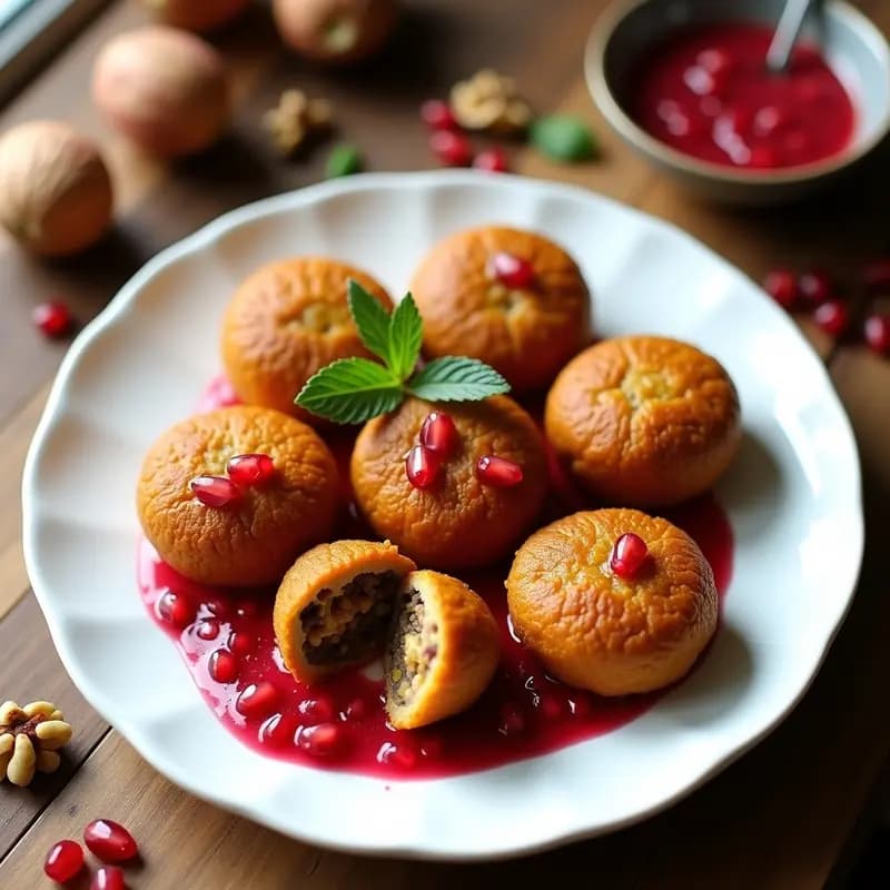 Kibbeh de Lentejas y Nueces con Salsa de Granada: Receta Siria Vegana y Crujiente