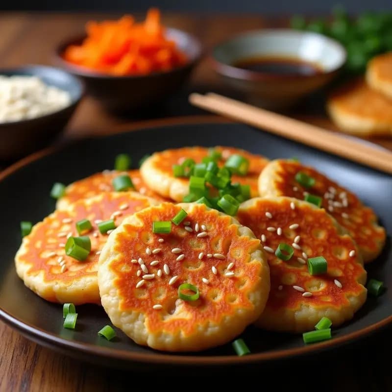 Kimchi Pancakes Coreanos: Tortitas Crujientes de Kimchi y Harina de Arroz en Airfryer