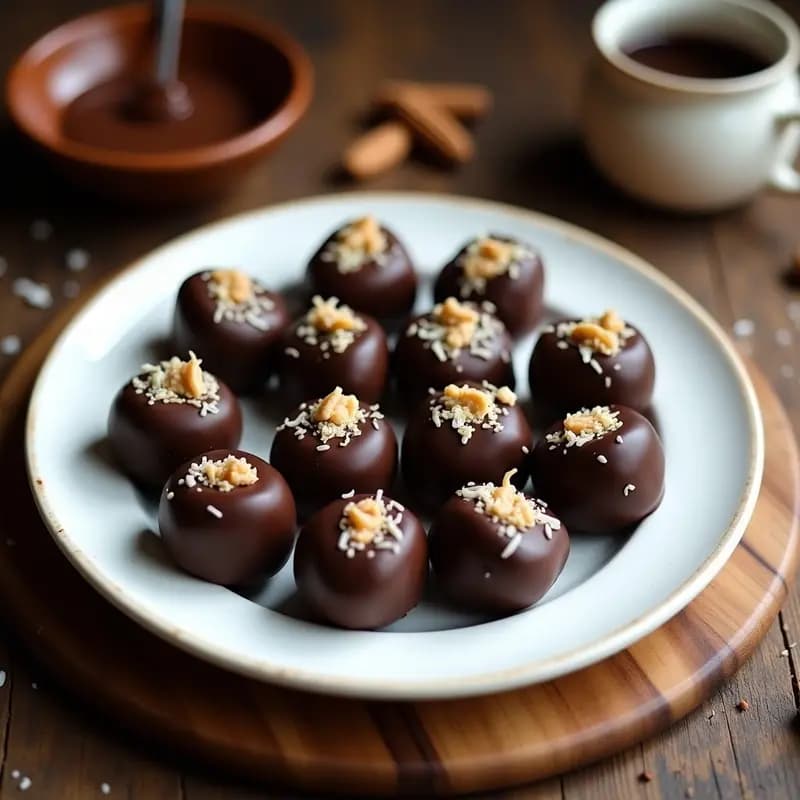 Laddoo de Cacahuete y Cardamomo con Chocolate Negro: Postre Indio Keto y Energético