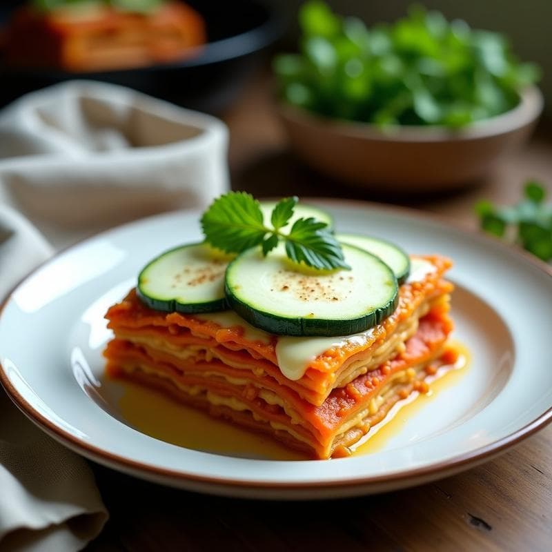 Lasaña de Calabacín y Lentejas Corail: Receta Vegana Sin Horno y Baja en Calorías