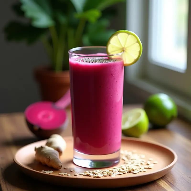 Latido de Remolacha y Avena con Jengibre y Lima: Bebida Energética Sin Azúcar para Deportistas