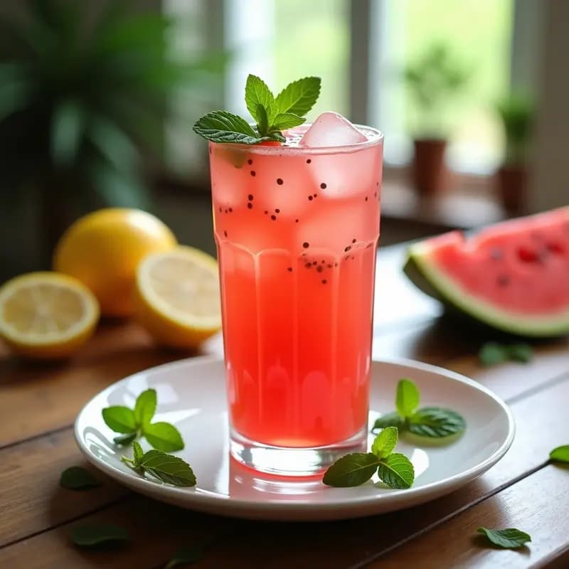 Limonada de Sandía y Menta con Toque de Chía: Bebida Refrescante Sin Azúcar