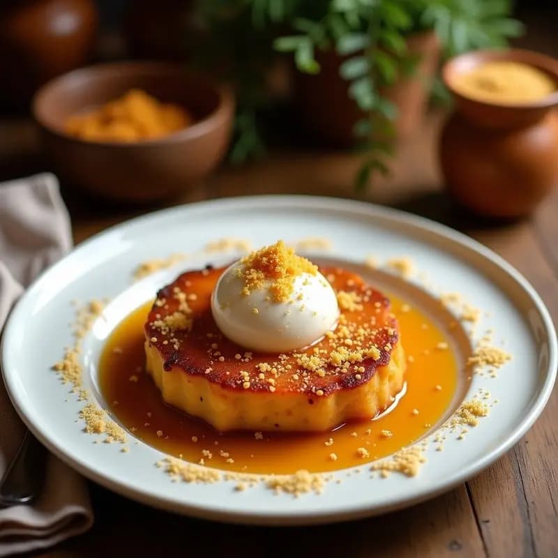 Lokma Turca de Miel y Canela con Helado de Sésamo: Postre Mediterráneo Sin Gluten