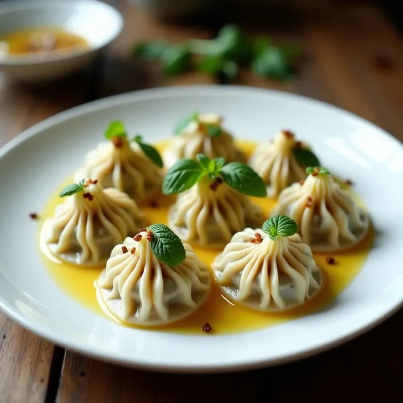 Manti Turkmeno de Cordero y Calabacín al Yogur y Menta: Empanadillas al Vapor con Toque Fresco