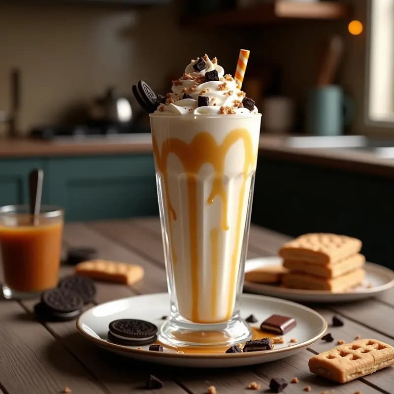 Milkshake de Helado de Cookies, Caramelo Salado y Trozos de Snickers: Batido de los Sueños