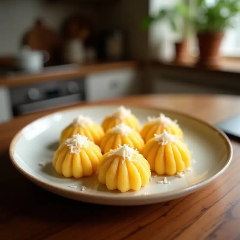Mochi de Mango y Coco Rallado: Postre Japonés-Hawaiano Sin Gluten y con Toque Tropical