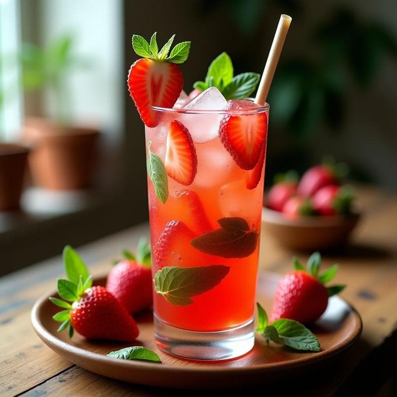 Mojito de Fresa y Albahaca en Versión Mocktail: Bebida Refrescante Sin Alcohol