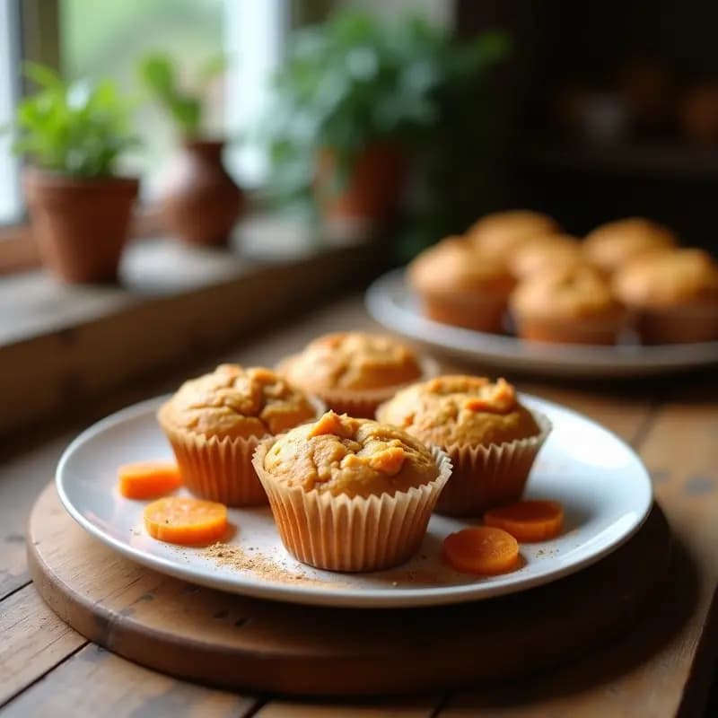 Muffins de Avena y Puré de Boniato con Toque de Nuez Moscada: Desayuno Vegano Sin Harina