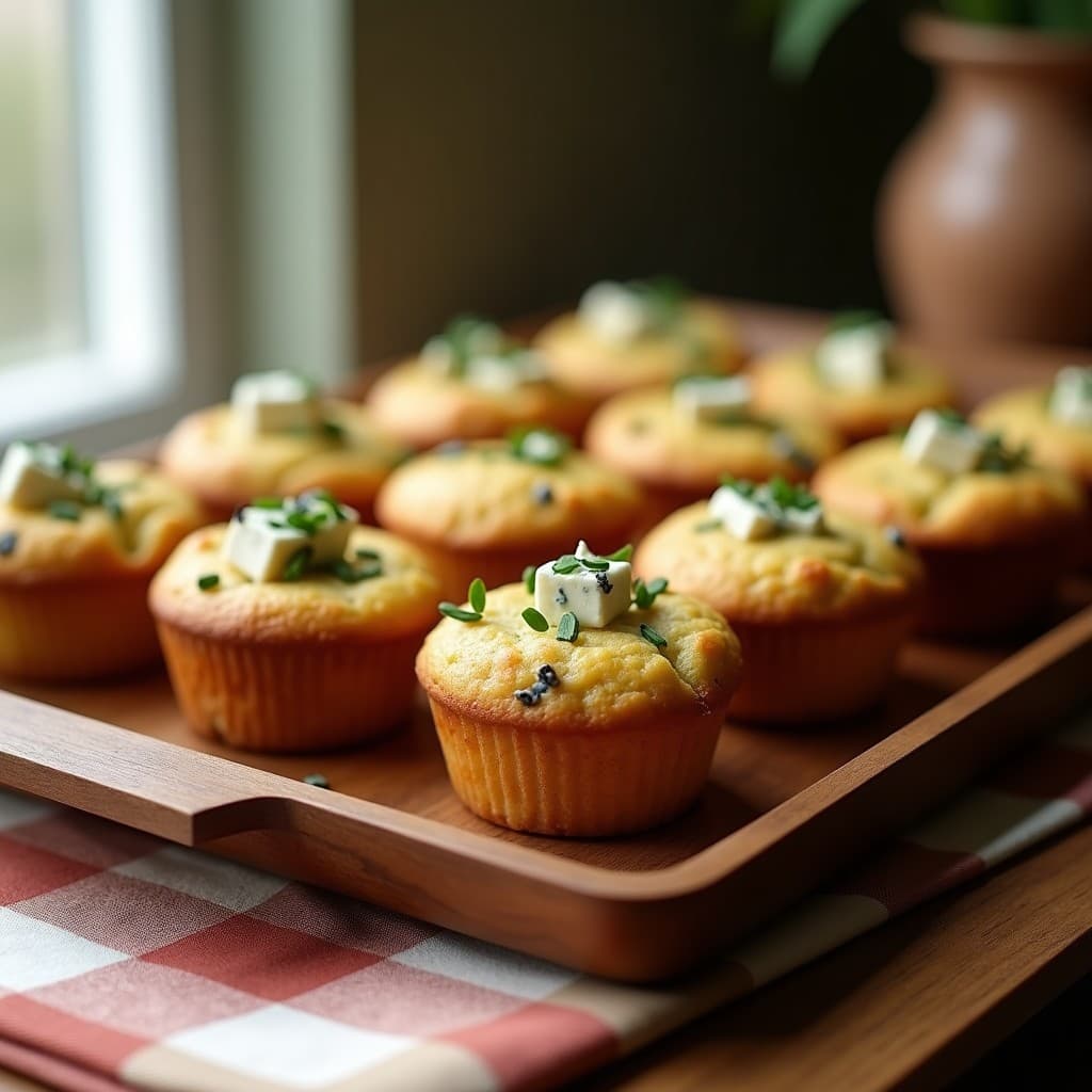 Muffins de Harina de Guisante con Trozos de Queso azul: Desayuno Vegano y Alto en Fibra