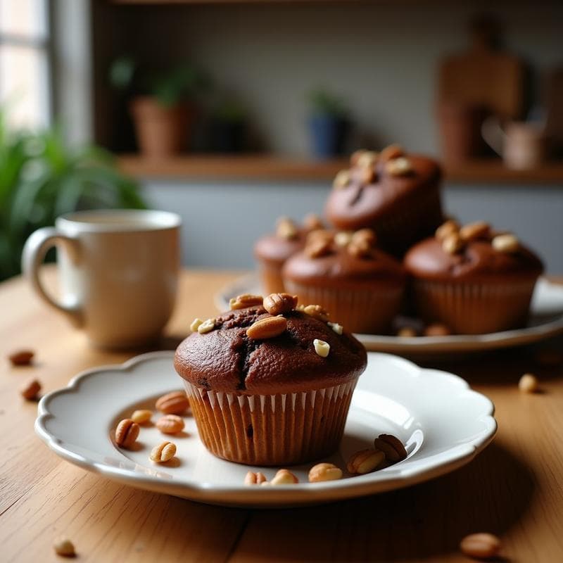 Muffins de Plátano Macho y Cacao: Desayuno Sin Harina y Sin Azúcar con Toppings de Nueces