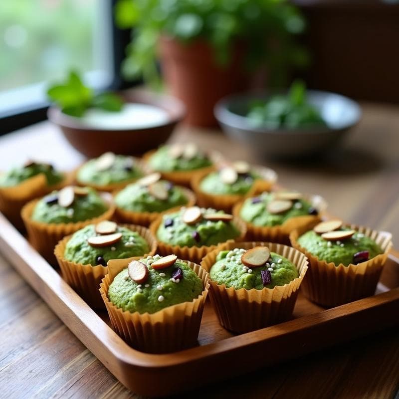 Muffins Salados de Espirulina y Queso Vegano: Aperitivo Alto en Proteína