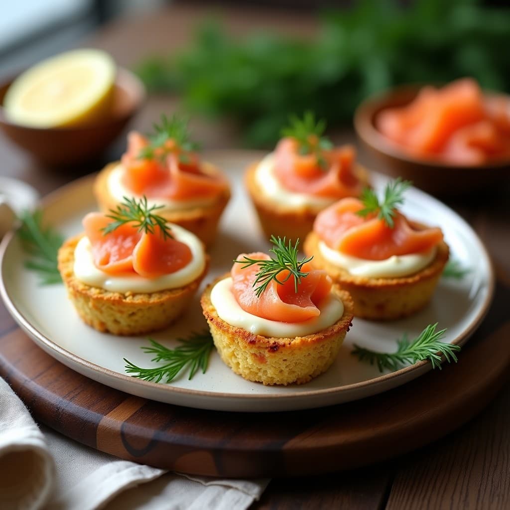 Muffins de Salmón Ahumado y Queso Crema con Base de Coliflor: Desayuno Keto y Alta en Omega-3