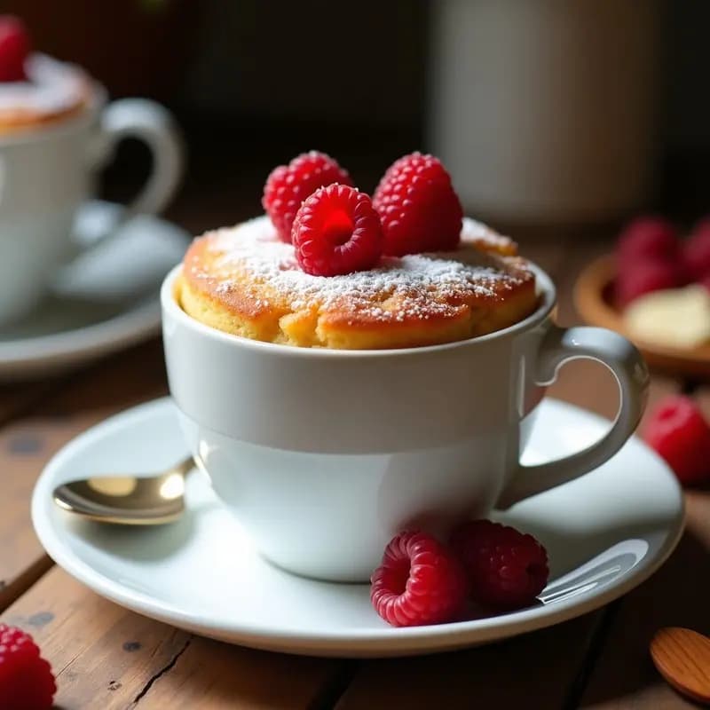 Mug Cake de Harina de Almendra y Frambuesas: Postre Francés en 2 Minutos Sin Horno