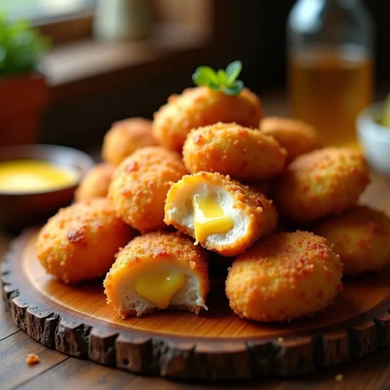 Nuggets de Pollo Rellenos de Queso Mozzarella y Bañados en Miel Mostaza: Snack Adictivo para Todos