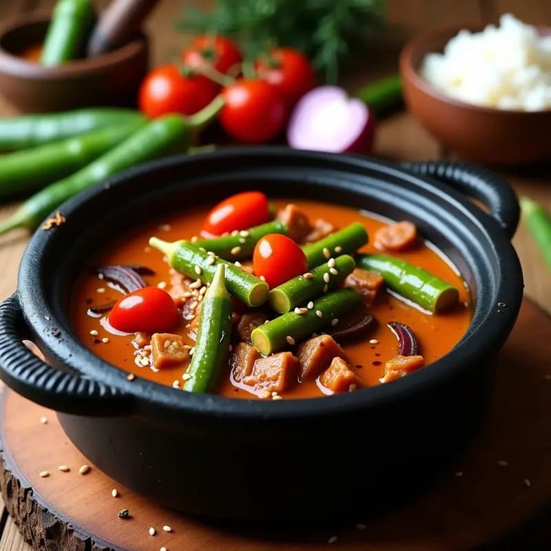 Okra Stew Nigeriano con Tomate y Cebolla: Receta Africana Vegana y Nutritiva