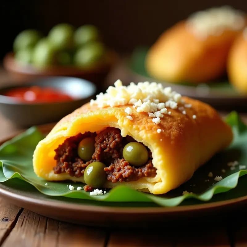 Pan de Maíz Relleno de Carne de Res y Aceitunas: Receta Salvadoreña en Airfryer