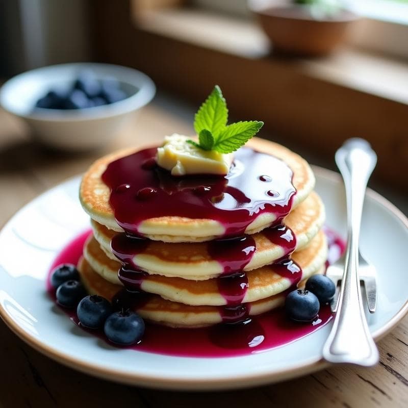Pancakes de Avena y Protein Powder con Salsa de Arándanos: Desayuno Keto Sin Harina en 10 Minutos