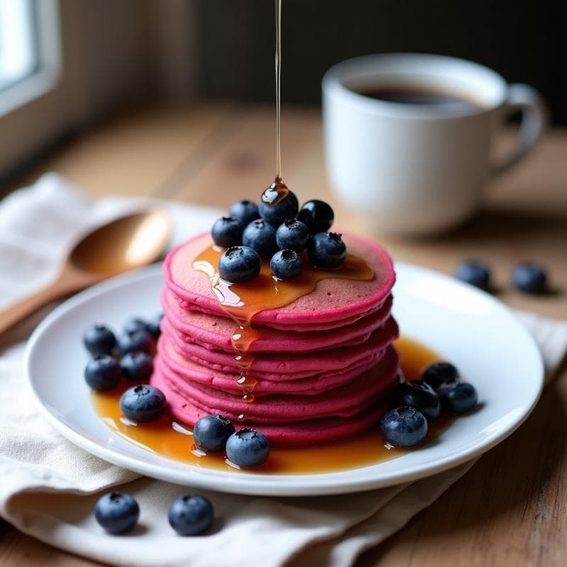 Pancakes de Avena y Remolacha: Desayuno Vegano y Colorido Sin Harina