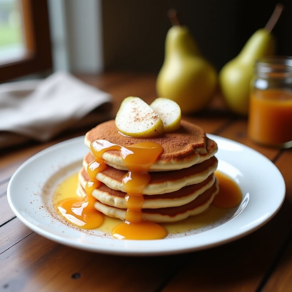 Panqueques de Harina de Castaño y Compota de Pera: Desayuno Sin Gluten y Sin Lácteos