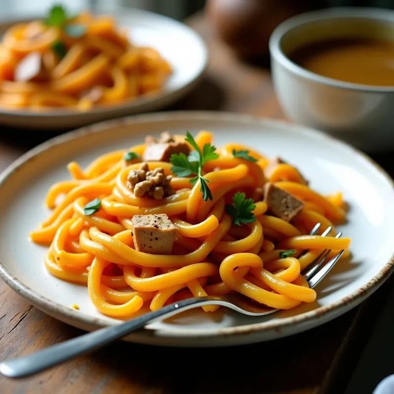 Pasta Cremosa de Calabaza Asada y Tofu Ahumado: Receta Vegana en 30 Minutos