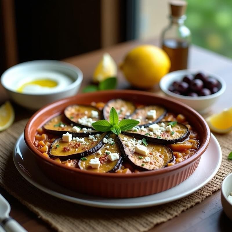 Pastel de Berenjena y Cordero al Estilo Griego: Receta en Olla Lenta con Salsa de Yogur