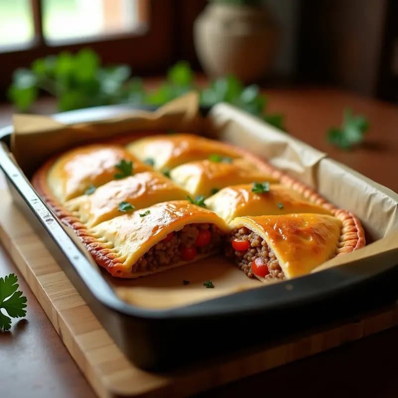 Pastel de carne valenciano: Empanada de carne picada y verduras al horno