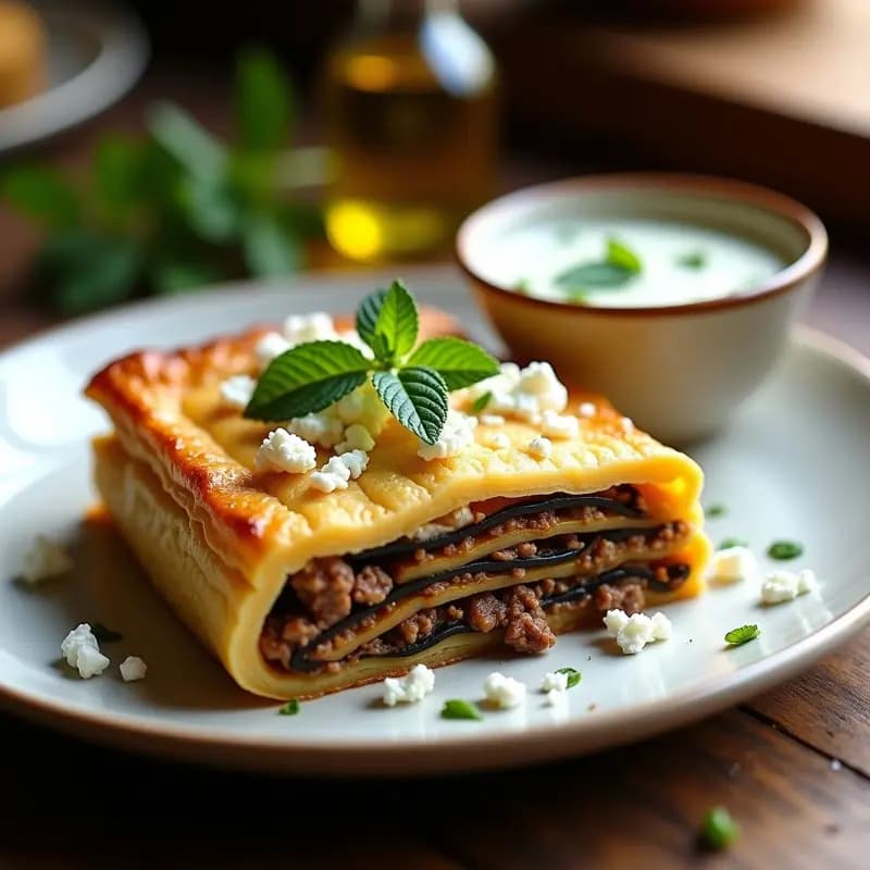 Pastel de Pastor Griego con Berenjena y Salsa de Yogur: Receta Tradicional Sin Harina