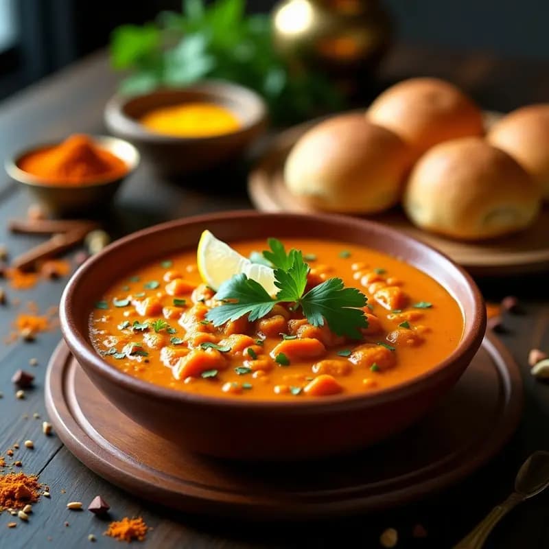 Pav Bhaji Indio con Panecillos de Batata: Receta Callejera de Mumbai Sin Gluten