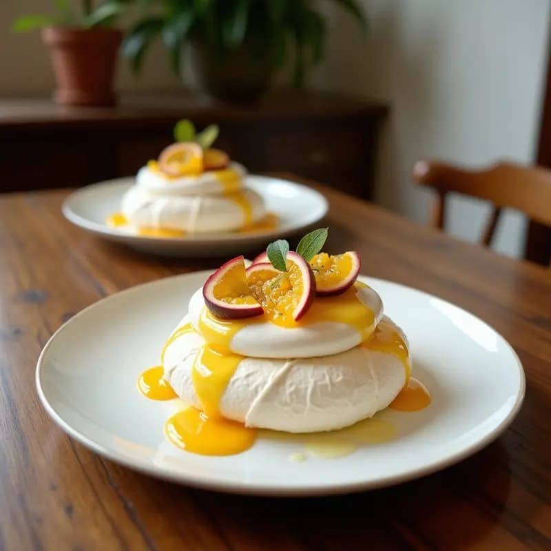 Pavlova de Coco y Fruta de la Pasión con Crema de Anacardos: Postre Australiano Sin Lácteos