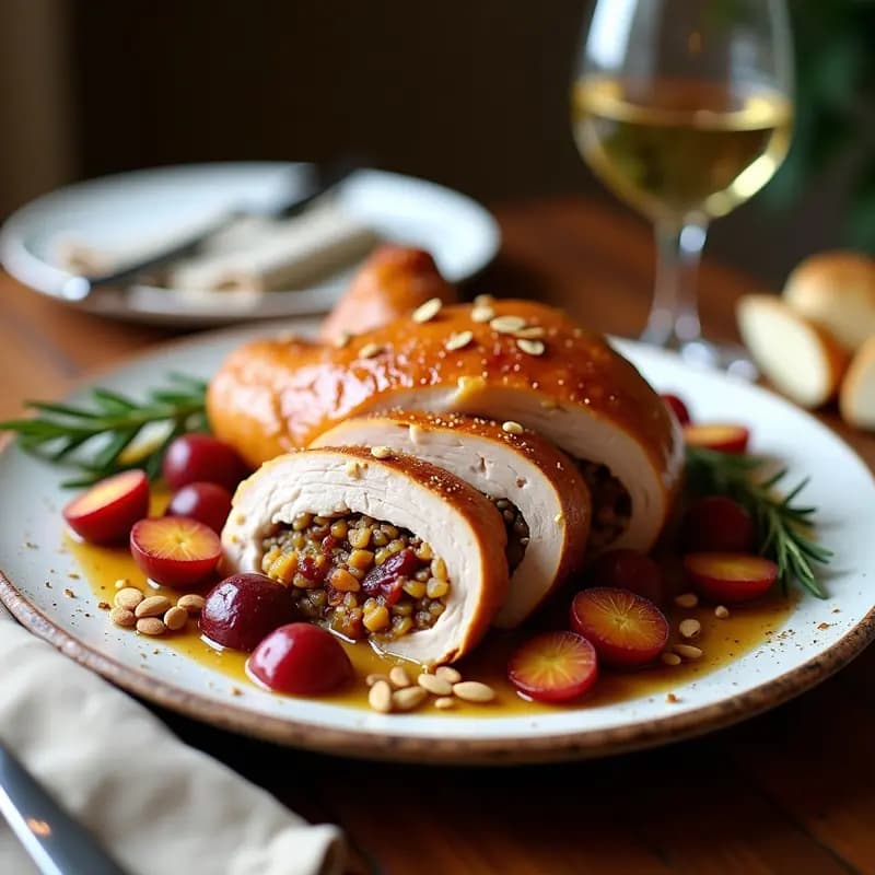 Pavo Relleno de Frutos Secos y Ciruelas al Estilo Portugués: Receta Festiva en Horno