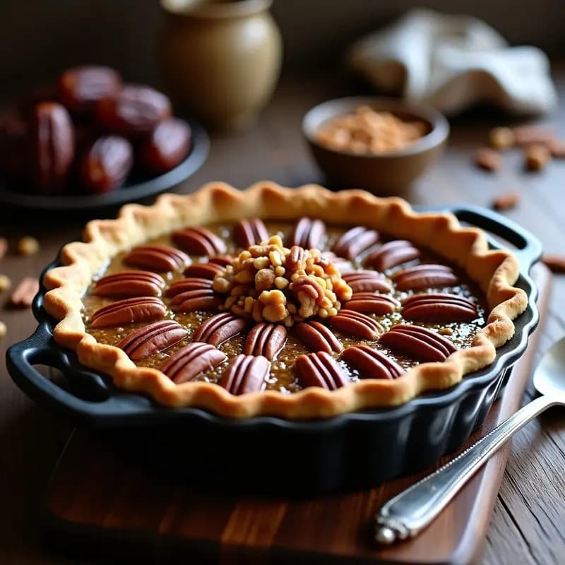 Pecan Pie de Dátiles y Nueces: Postre Americano Sin Azúcar Refinado