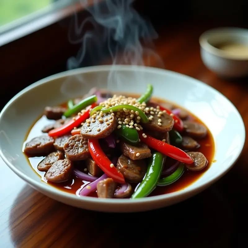 Pepper Steak con Pimientos y Cebolla: Receta Chino-Americana en Sartén con Salsa de Soja Baja en Sodio