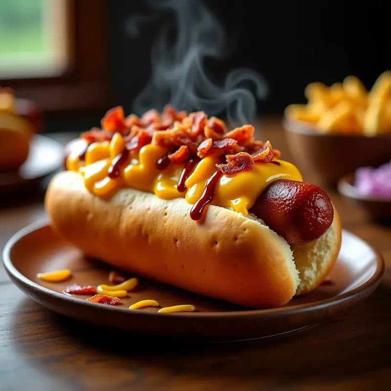 Perro Caliente Gigante con Pan de Brioche y Toppings de Mac & Cheese: Receta de Comfort Food Infartante
