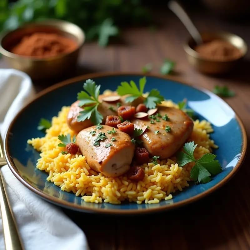 Pilfe de Pollo con Arroz Basmati y Especias Pérsicas: Receta Iraní en Olla Lenta