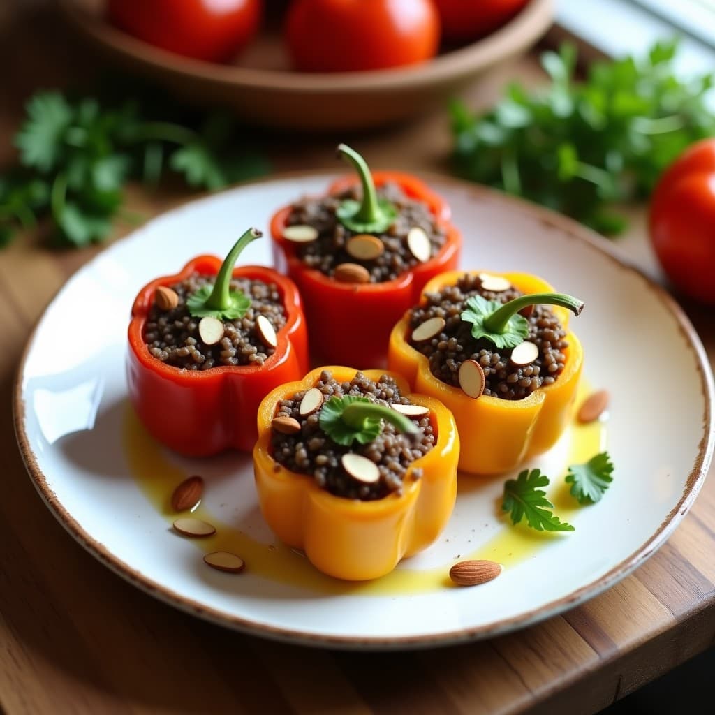 Pimientos Rellenos de Arroz Salvaje y Champiñones: Receta en Olla Lenta y Sin Lactosa
