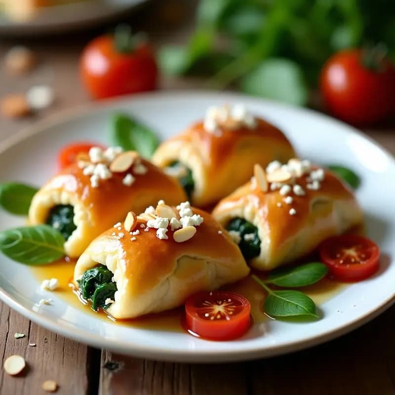 Piononos de Espinacas y Queso Feta con Salsa de Tomate Seco: Entrante Argentino Gourmet