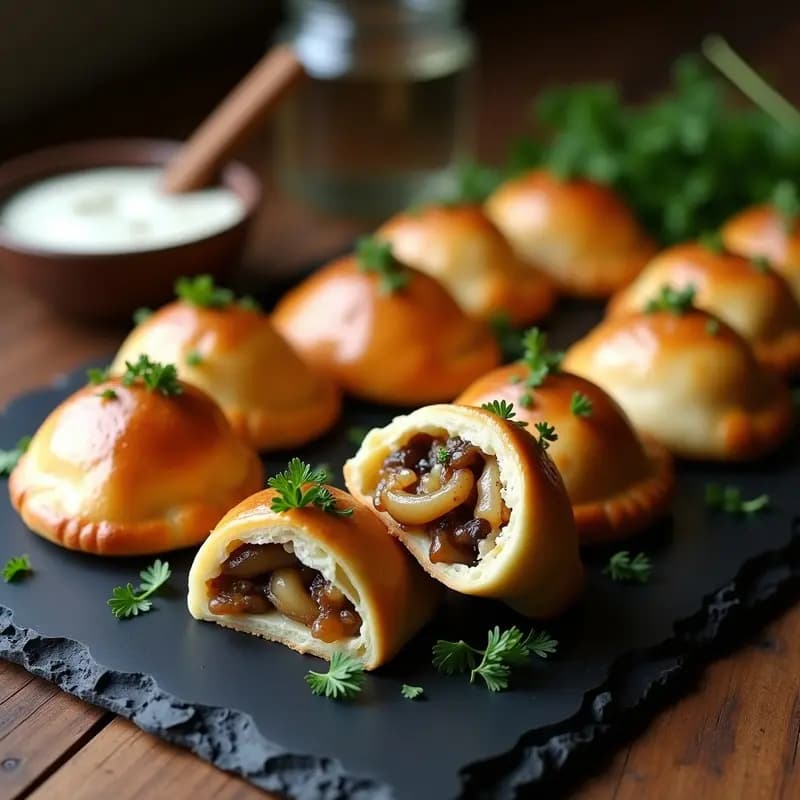 Pirozhki de Col Rellena de Hongos Portobello y Cebolla Caramelizada: Receta Ucraniana Vegana