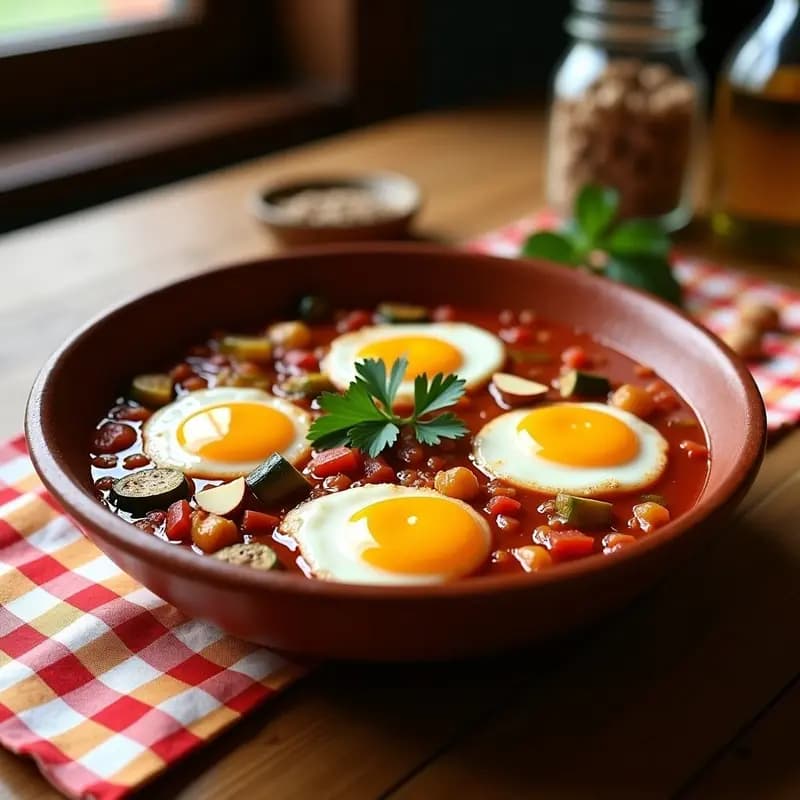 Pisto Manchego con Huevos de Lino: Receta Española Vegana en Olla Express