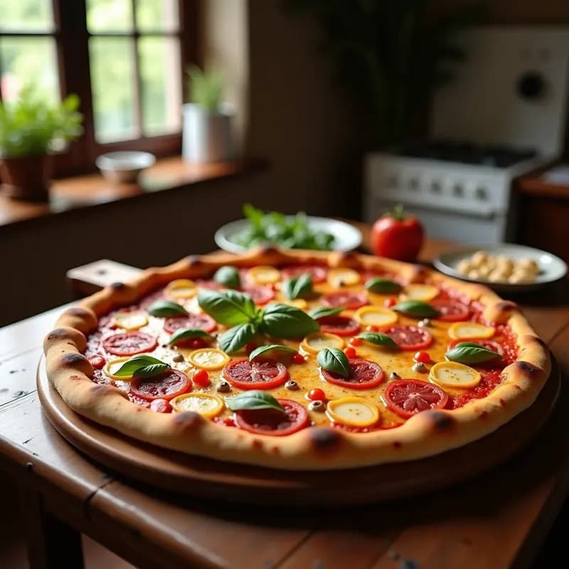 Pizza de 2 Kg con Base de Pan de Molde, 5 Tipos de Queso y Embutidos Variados: Reto de Comilones