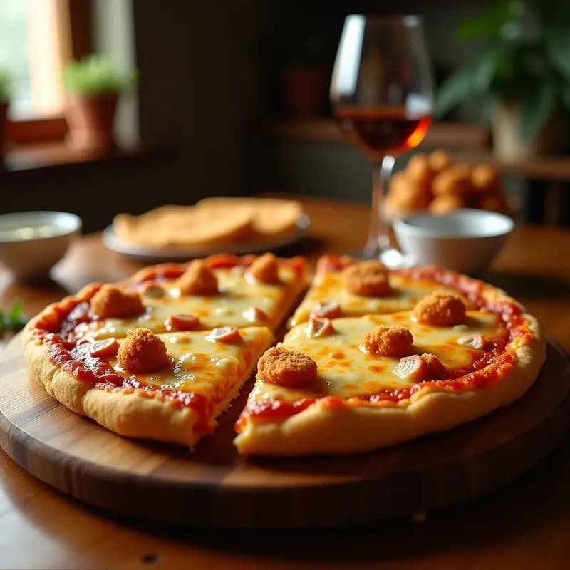 Pizza 5 Quesos con Base de Macarrones y Toppings de Nuggets de Pollo: Receta decandente para Noches de Exceso