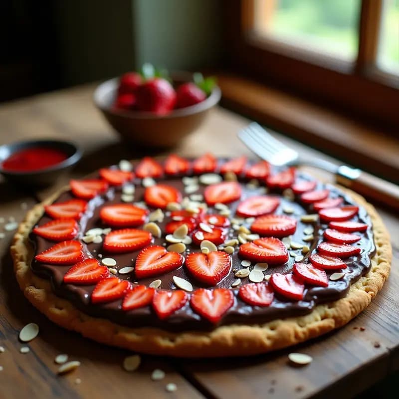 Pizza de Chocolate con Pepperoni de Fresa y Queso Crema: Postre que Parece Salado