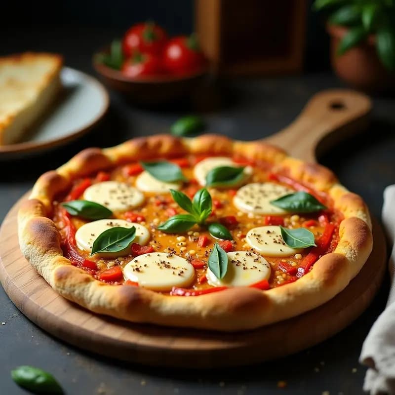 Pizza de Coliflor con Base Crujiente de Semillas y Toppings de Cuatro Quesos Veganos: Receta Sin Horno