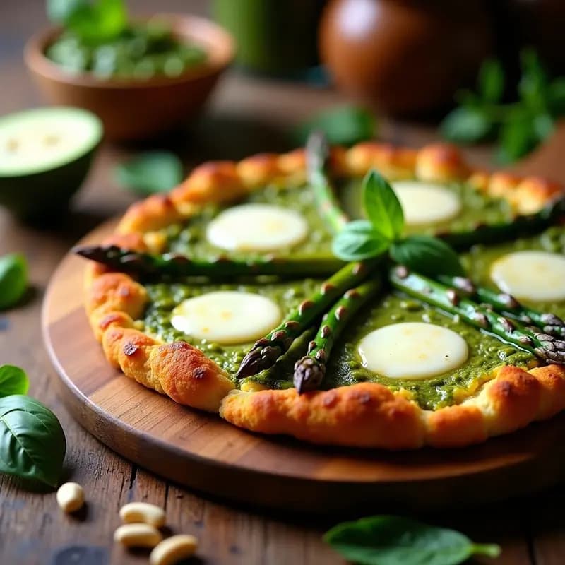 Pizza de Coliflor y Espárragos con Salsa Pesto: Receta Italiana Sin Gluten y Keto