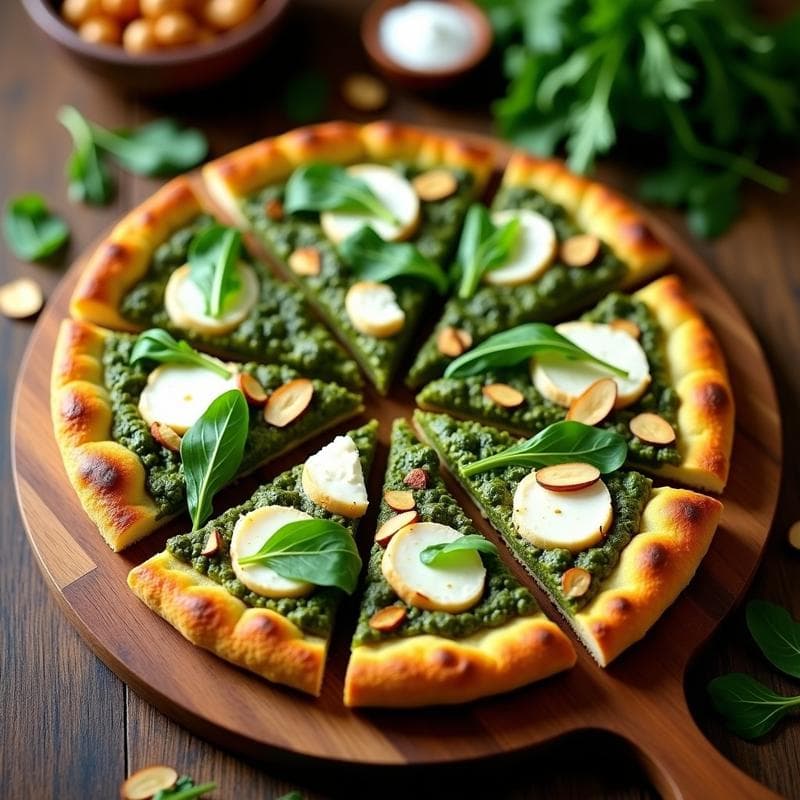 Pizza de Coliflor con Pesto de Rúcula y Queso de Cabra: Receta Italiana Sin Gluten en Airfryer