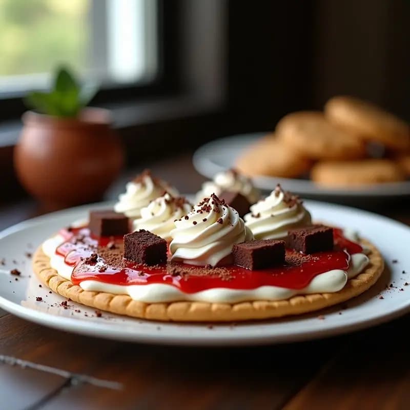 Pizza de Galleta con Helado, Salsa de Fresa y Toppings de Brownies: Postre que Parece una locura