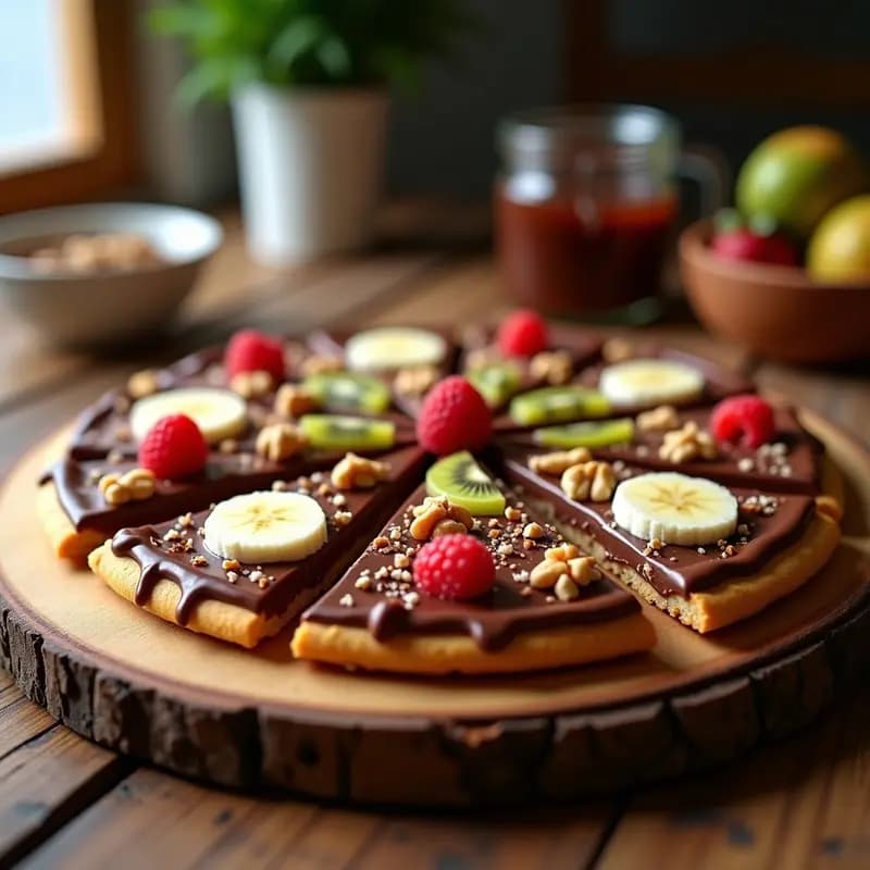 Pizza de Postre con Base de Galleta, Nutella y Frutas: Receta Dulce para Cerrar con Broche de Oro