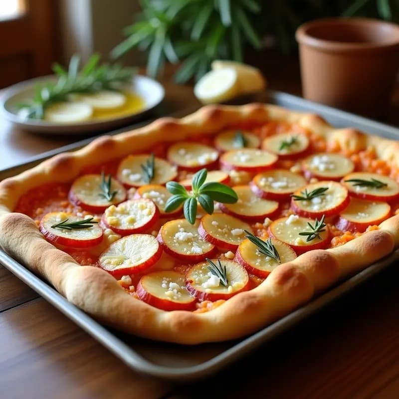 Pizza al Taglio Romana con Patatas y Rosmarino: Receta Italiana Sin Gluten
