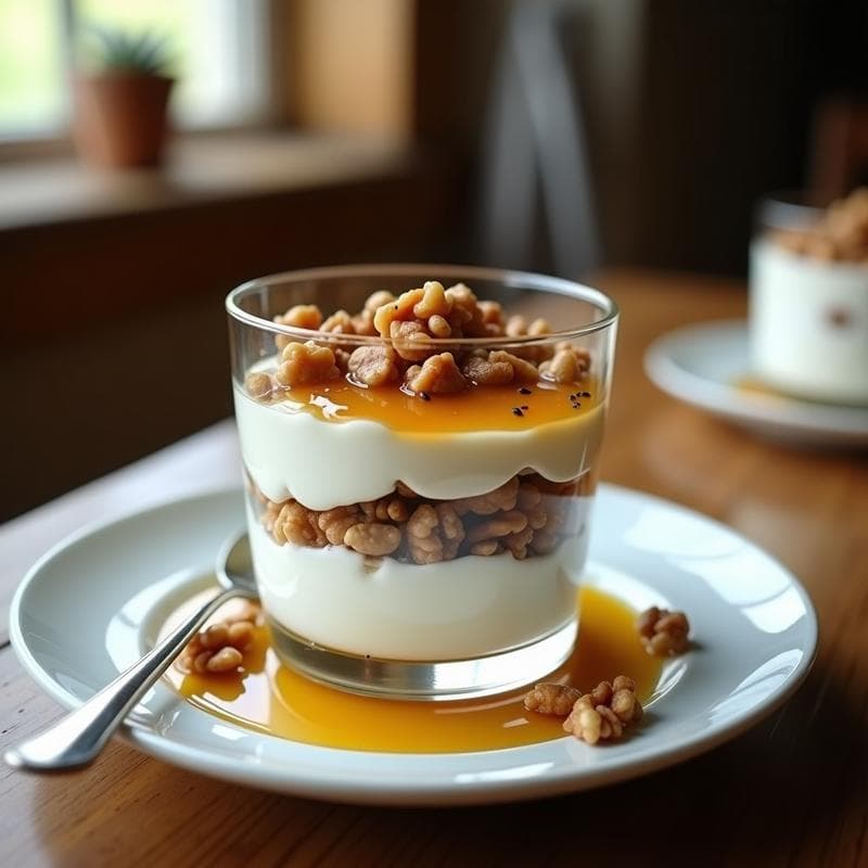 Postre de Yogur Griego con Miel y Nueces: Receta Griega Sin Cocinar y Alta en Proteínas