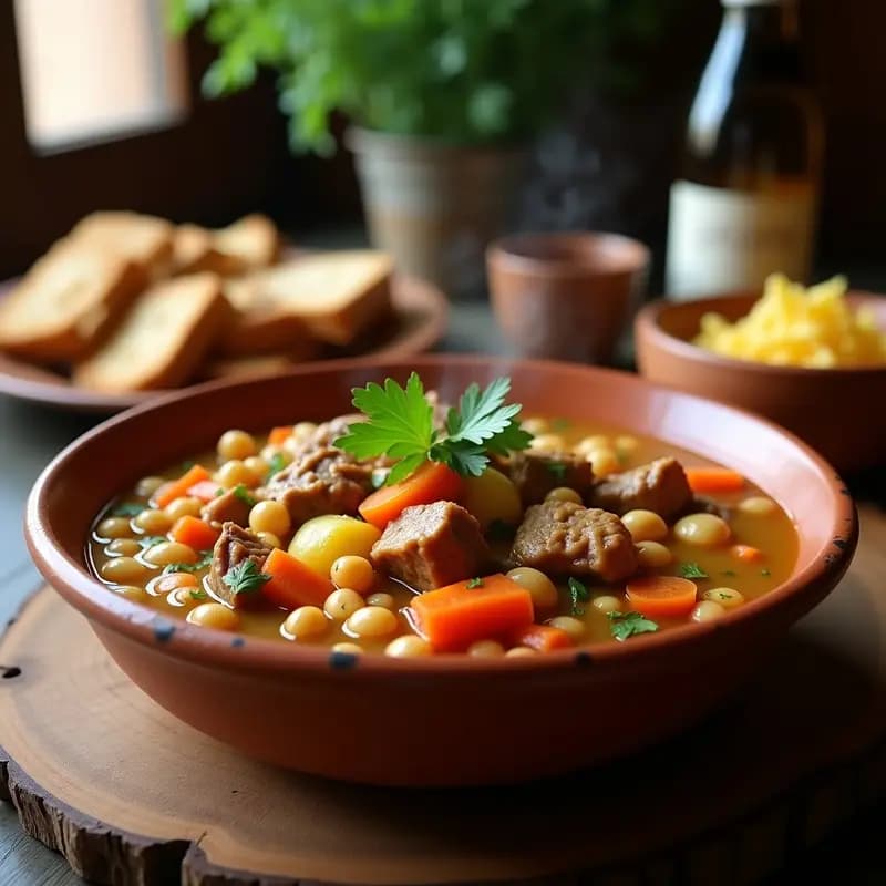 Puchero andaluz: Cocido de inviernos con carne, garbanzos y verduras